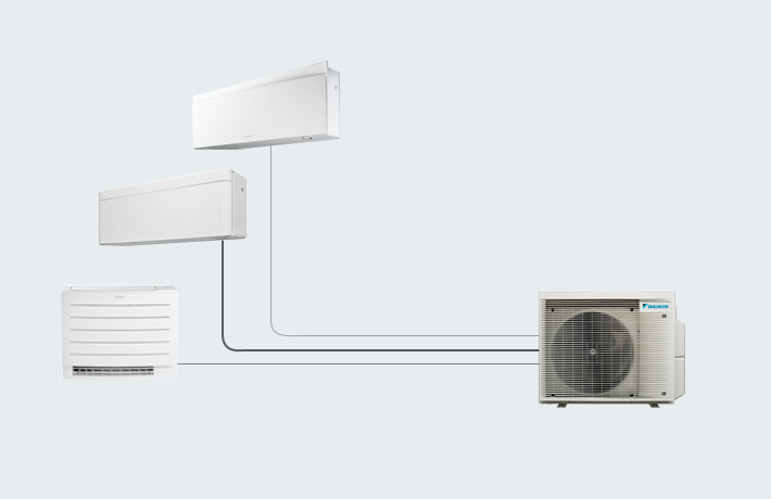 Ilustrim i pesë njësive Daikin të lidhura